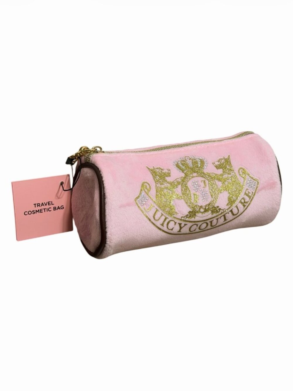 Juicy Couture Pink Velour Barrel Cosmetic Bag | NEW